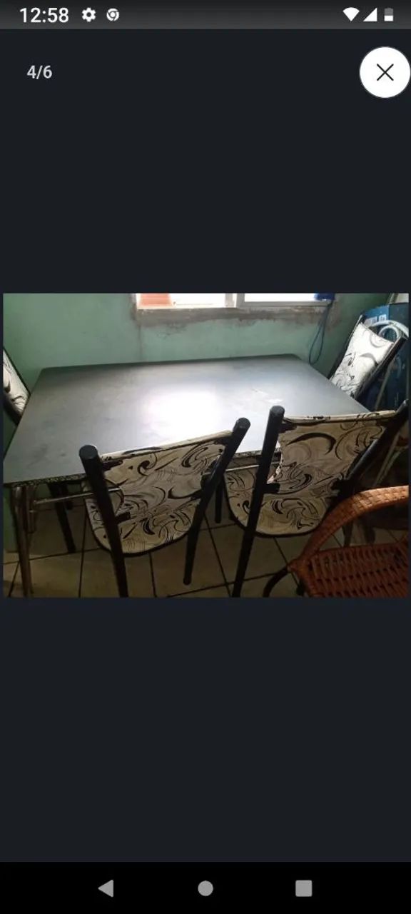 Combo mesa de mármore+4 cadeiras e microondas 