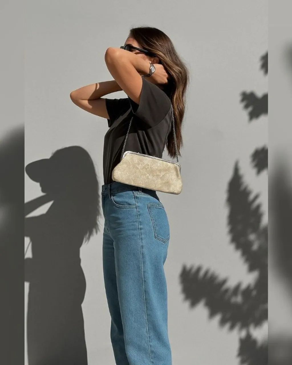 Bolsa Vintage Clutch Baguete Anos 60 Festa Corrente De Ombro Jacquard  - Foto 5