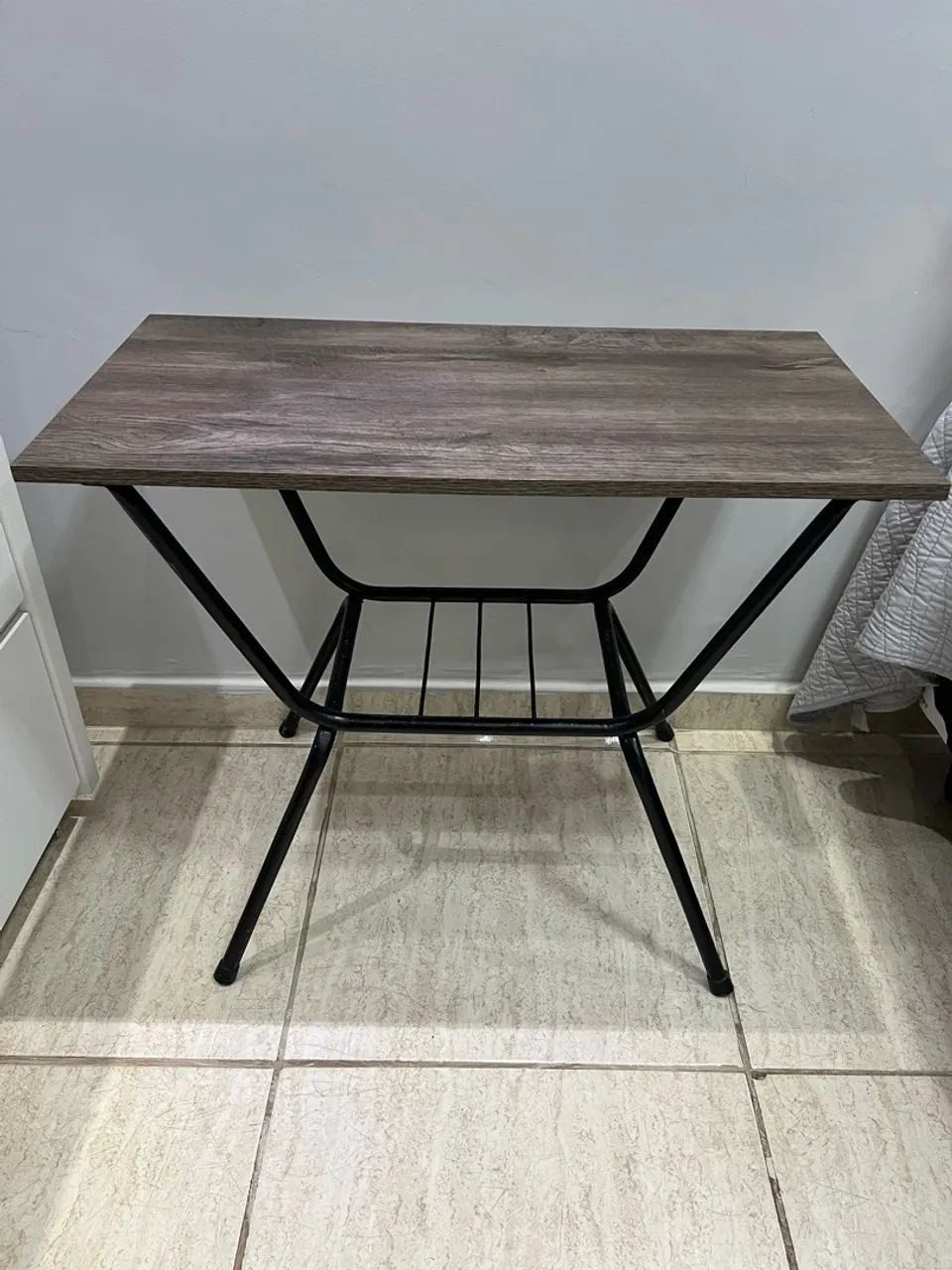 Mesa de Ferro com Madeira - Vintage