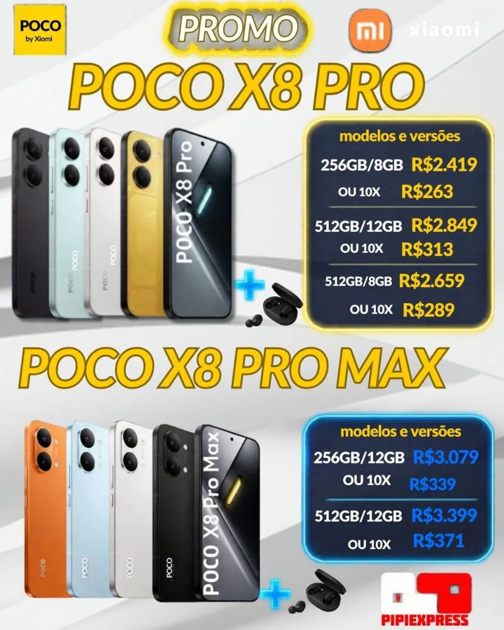 Poco X8, Poco X8 Pro Max ! linha completa com ótimos preços