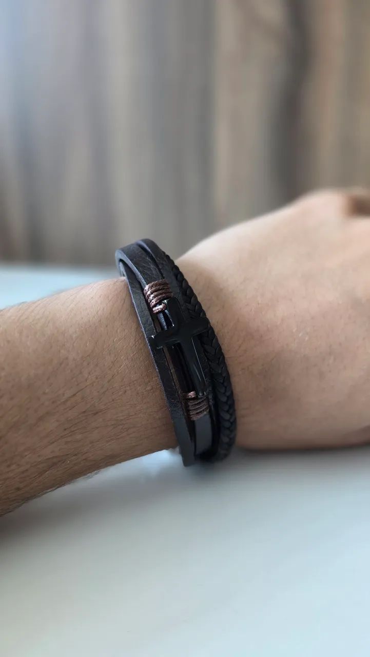 Pulseiras Masculinas Premium (Couro e Pedras verdadeiros)<br>