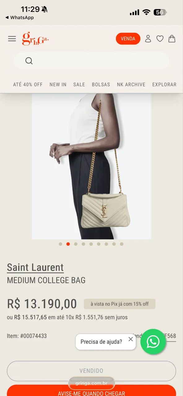 bolsa saint laurent cor off white original - Foto 2