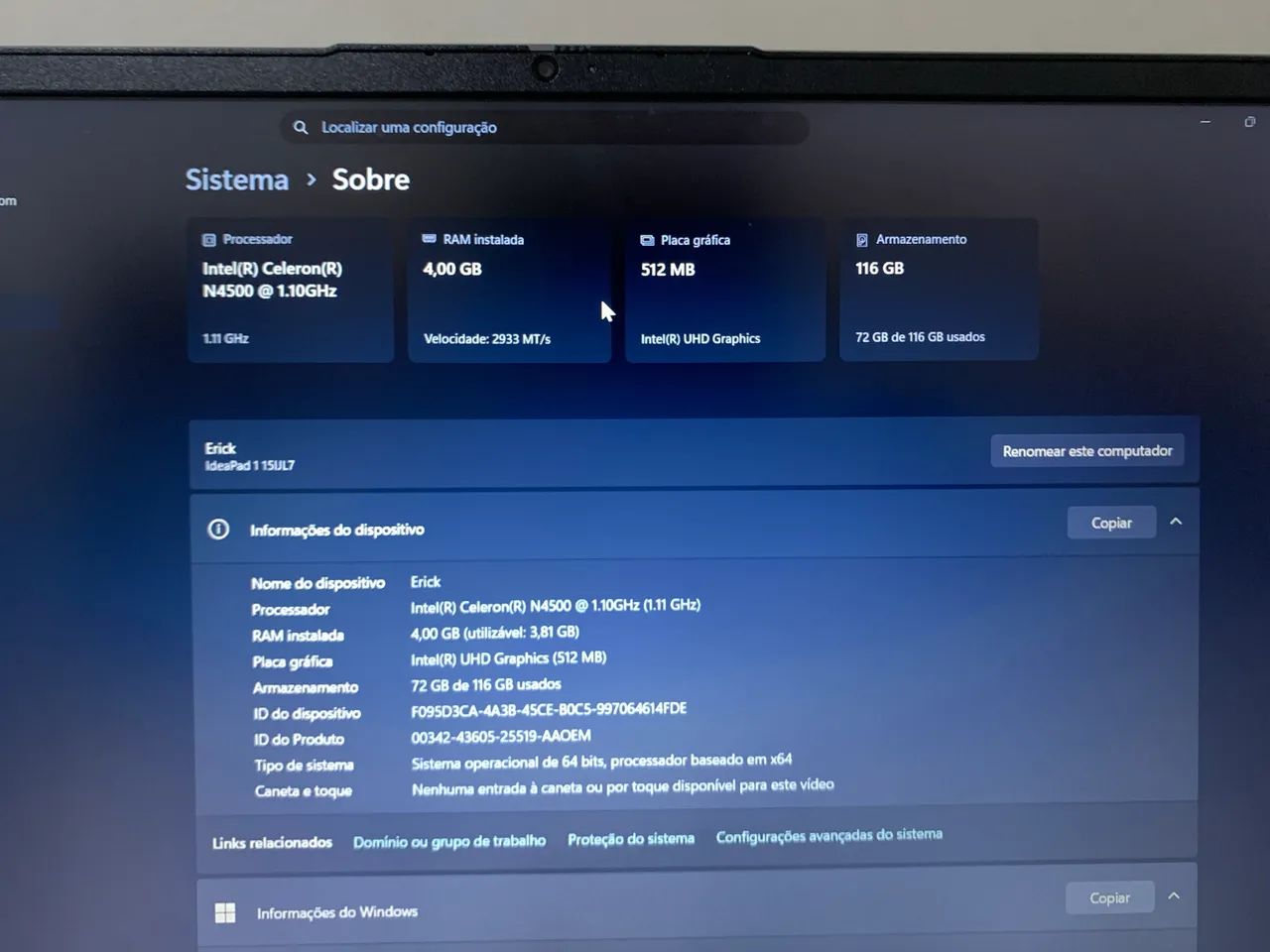 Notebook lenovo IdeaPad 1i  - Foto 4