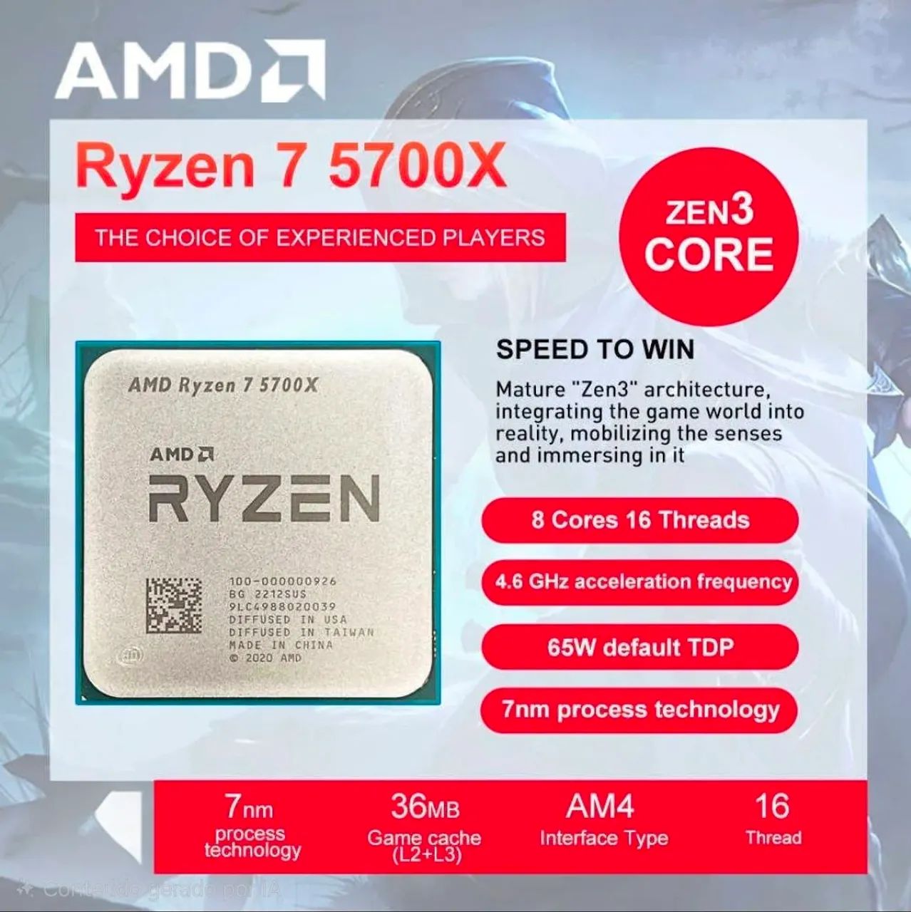 Processador Ryzen 7 5700x - Foto 3