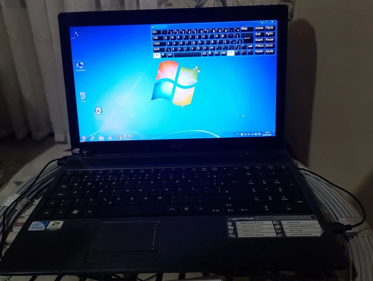 VENDO NOTEBOOK ACER ASPIRE TELA LCD 15,6 COM DEFEITO 