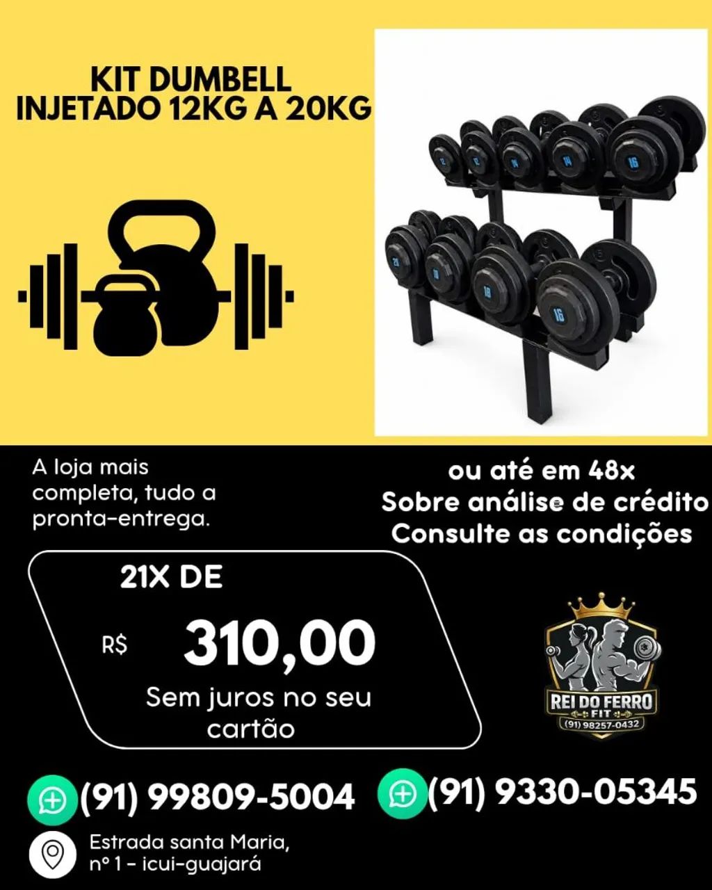 Halteres Profissionais em Borracha Emborrachada