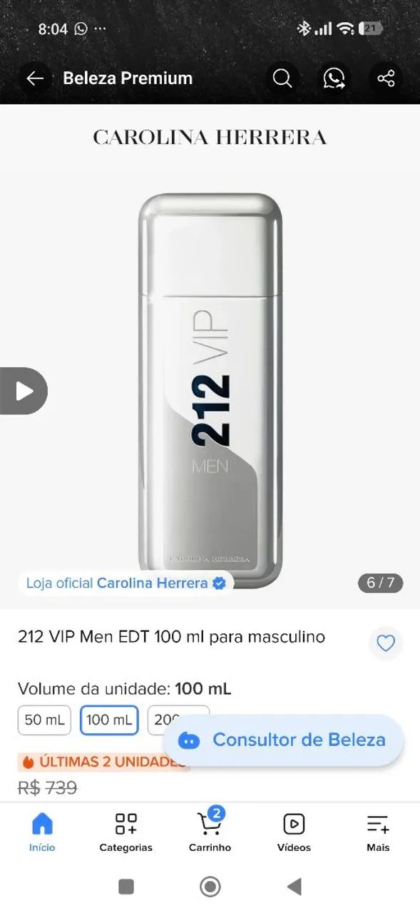 212 VIP Men 50 ml - Original Importado - Foto 4