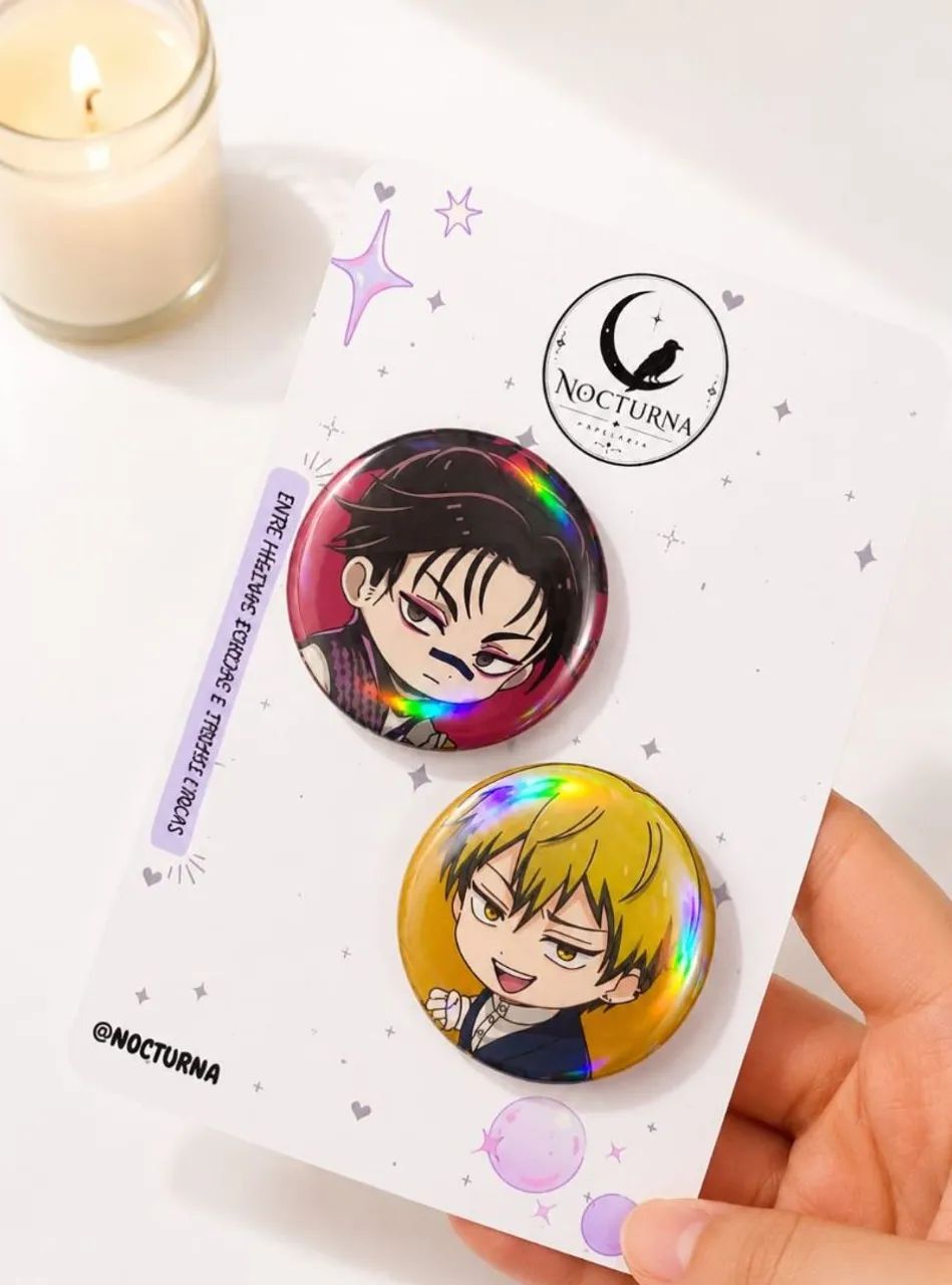 Bottons/Broches Jujutsu Kaisen Holográficos (44mm)