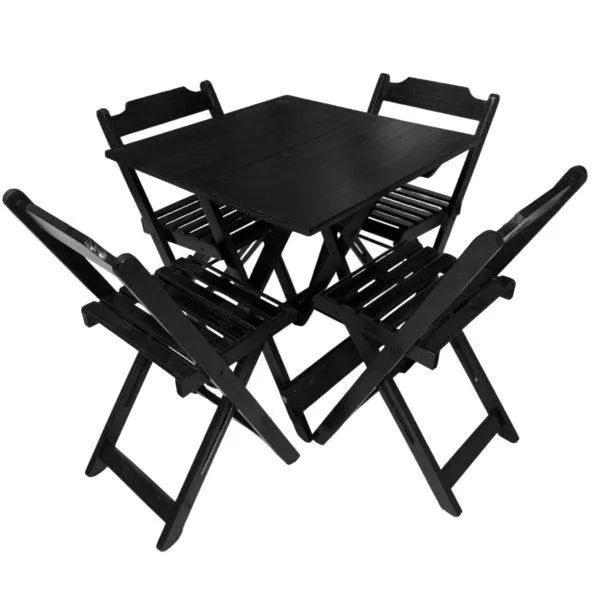 Jogo de mesa dobrável + 4 cadeiras