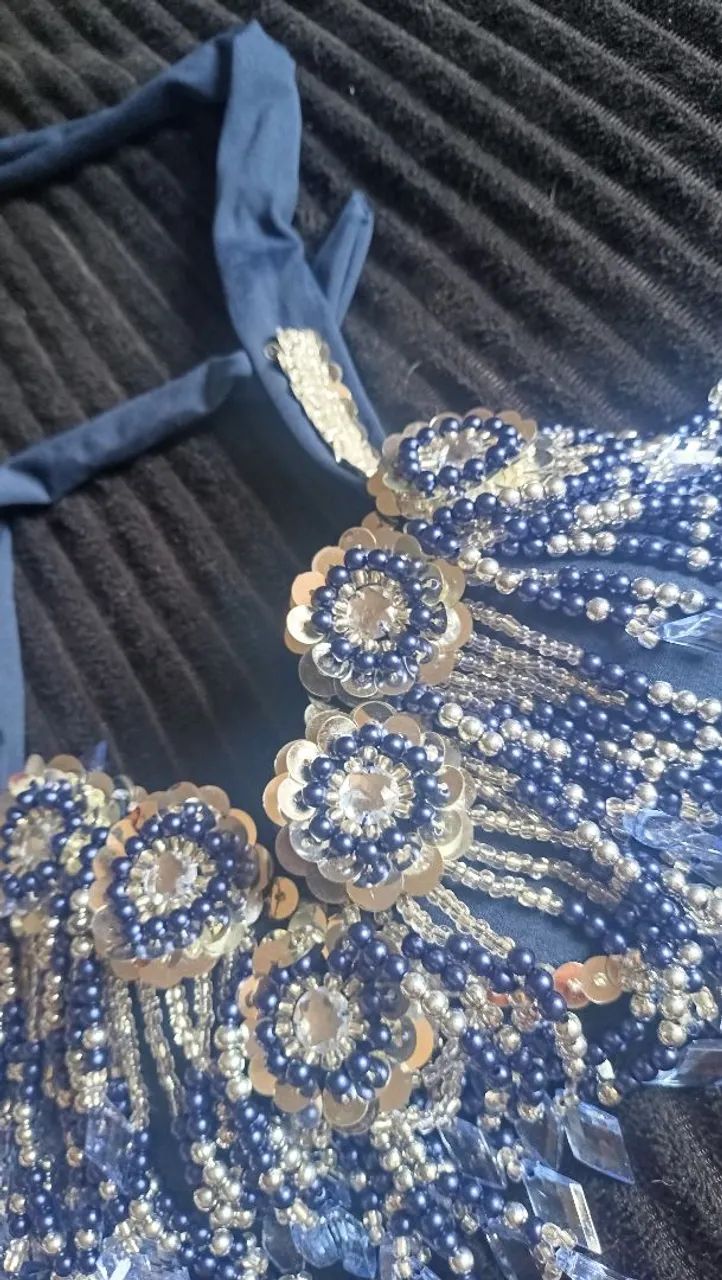 Roupa dança do ventre azul prata - Foto 3