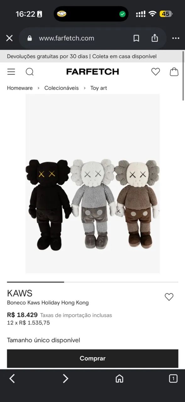 KAWS Holiday Hong Kong Companion Plush Grey 20? - Original