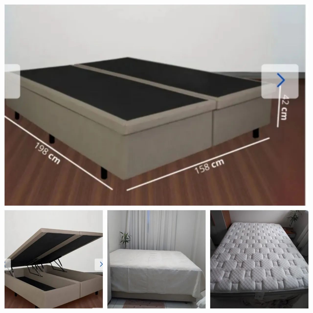  Excelente conjunto de Cama Box Baú Queen, com colchão. 