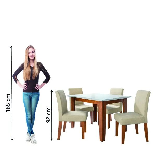Mesa de Jantar Tok com 4 Cadeiras na cor Pérola - Foto 2