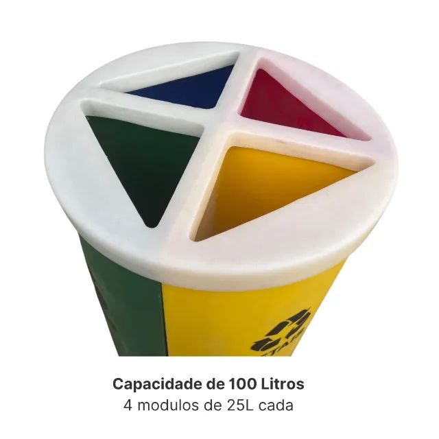 Lixeira Mix Coleta Seletiva 100 Litros Com 4 Divisões - Foto 5