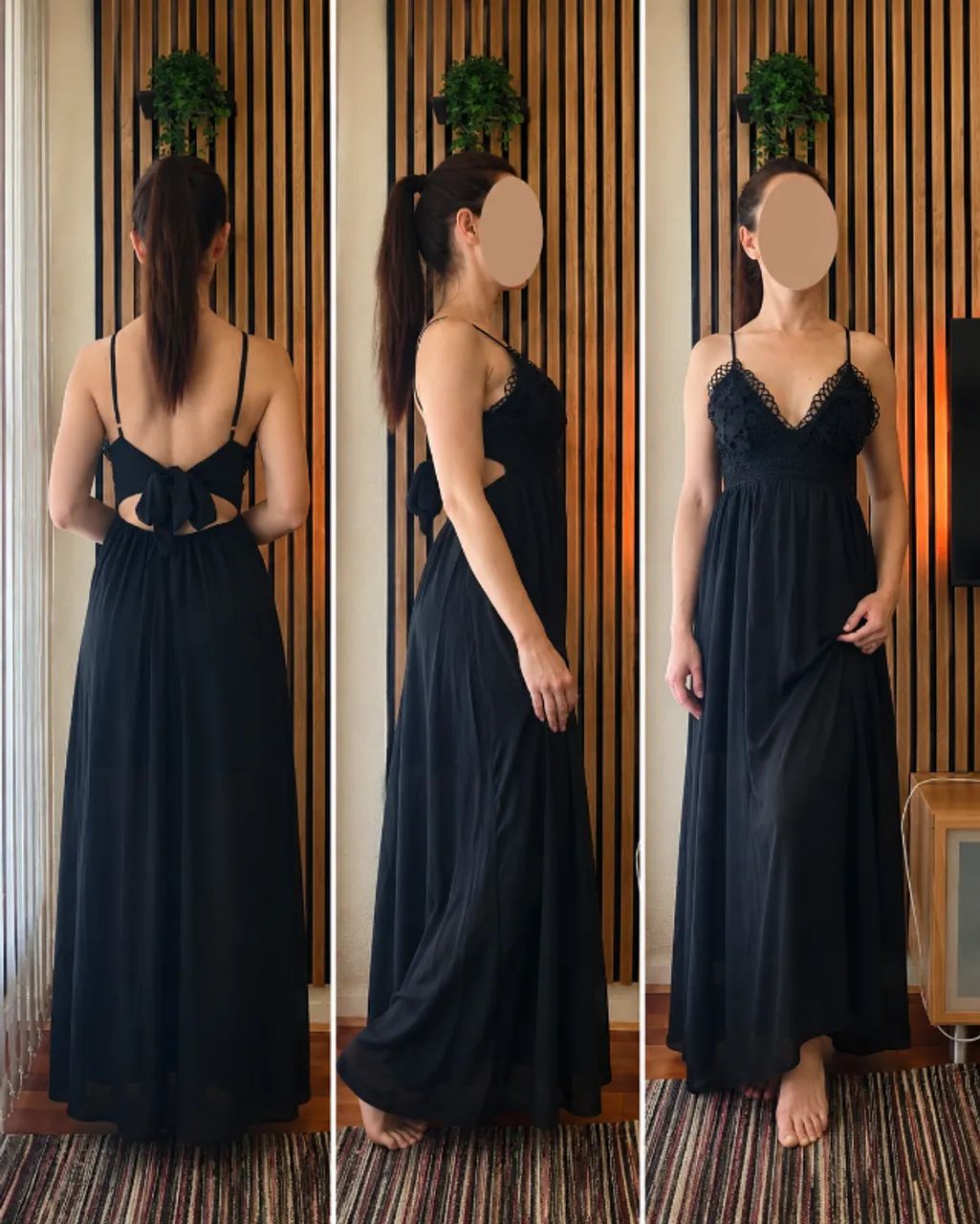 Vestido longo casual preto 