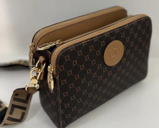 Bolsa "Premium" Luz da Lua Transversal Monograma Marrom Alça Larga - Foto 2