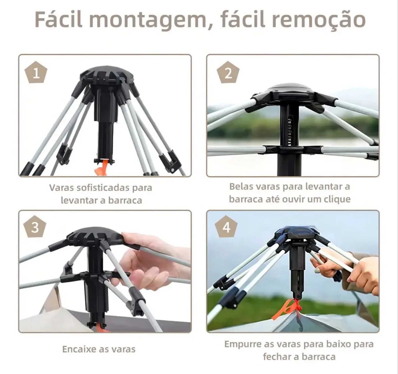 Barraca Camping Joyfox Instantânea 3-4 Pessoas Automática Verde UPF50+ - Foto 3