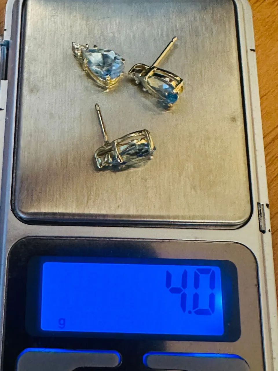 CONJUNTO EM OURO 18K COM ÁGUA-MARINHA E BRILHANTES - 4,0 g - Foto 4