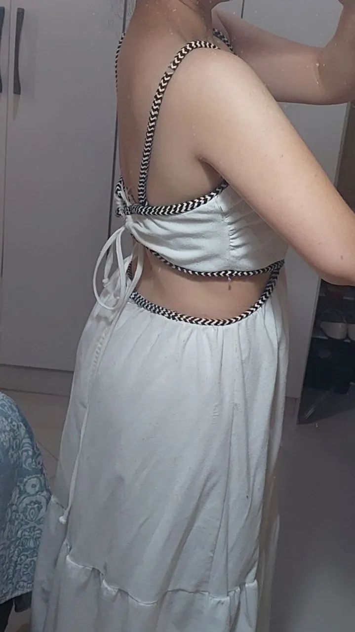 Vestido Longo Branco Colmeia - Foto 2