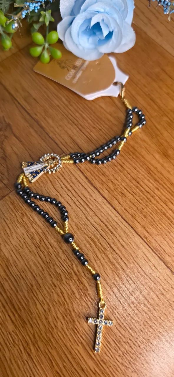 Pulseira Terço Unissex em Pedra Natural - Nova