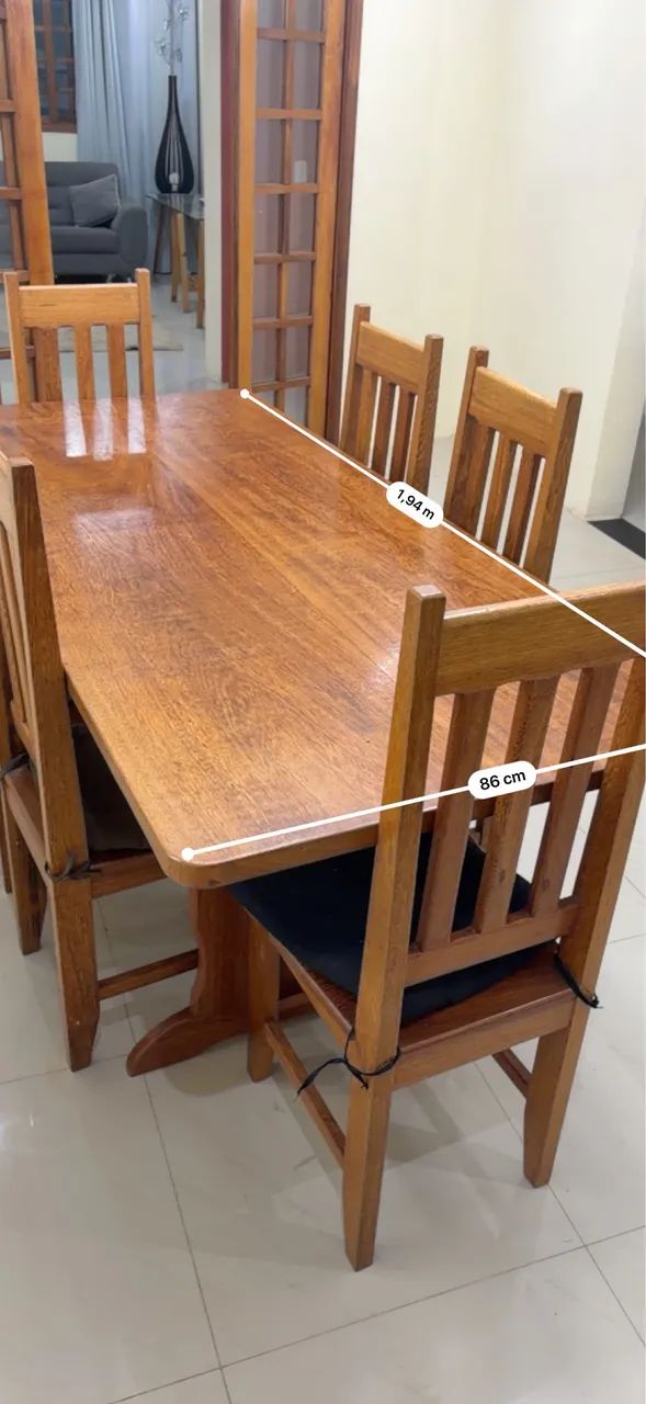Mesa madeira maciça ypê6 lugares  - Foto 4