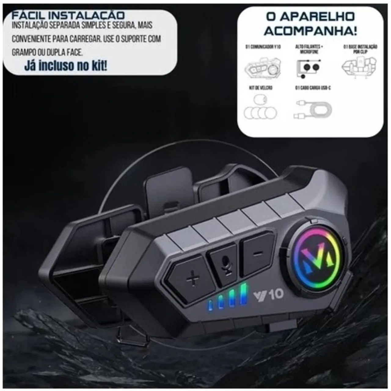 Fone de Ouvido de Capacete Moto Bluetrooth Controle De Voz 2-in-1 microphone  - Foto 5