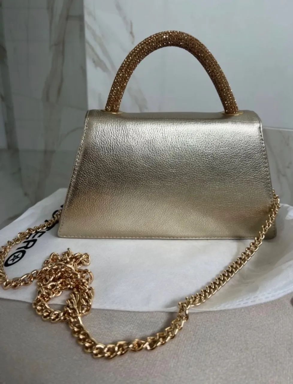 Bolsa Dourada Alça de Brilho Bottero  - Foto 3