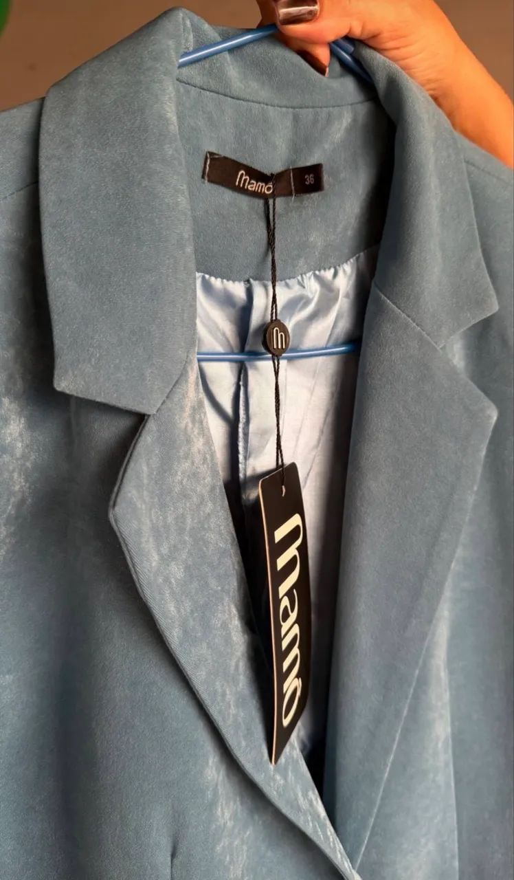 Blazer mamô azul claro acetinado novíssimo  - Foto 2
