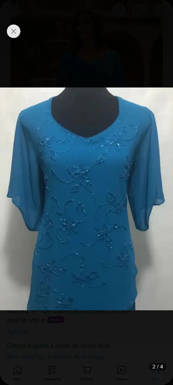 Vestido Azul Turquesa em Chiffon  - Foto 2