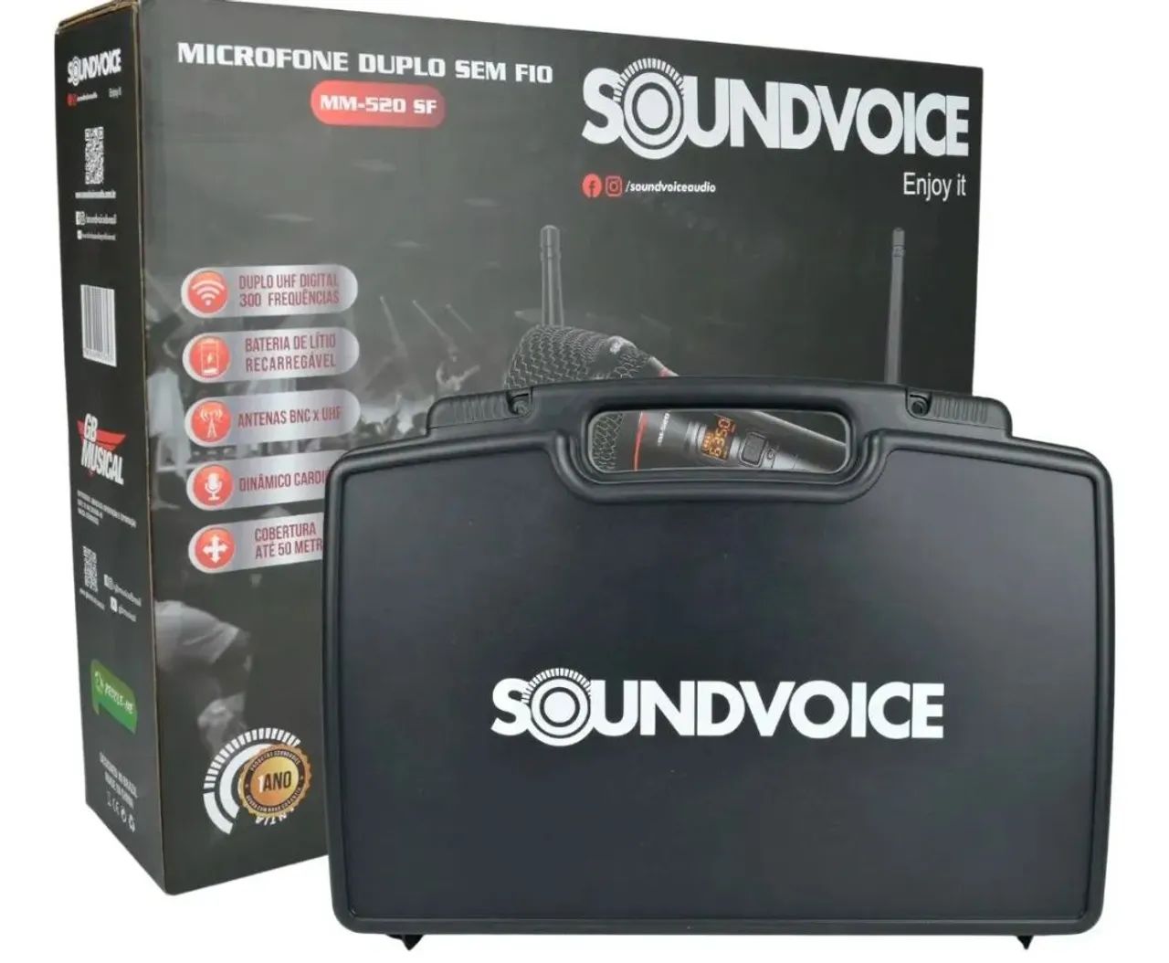 Microfone Duplo Sem Fio Profissional Soundvoice MM-520SF - Foto 4