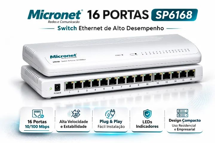 Switch Empresarial 16 Portas Micronet - Fast Ethernet - Foto 2