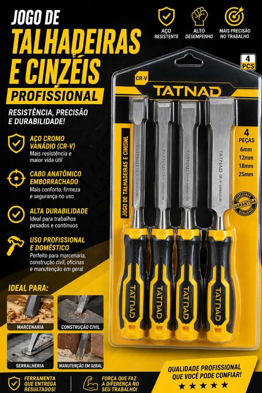 Kit 4 Talhadeiras de Qualidade para Marcenaria