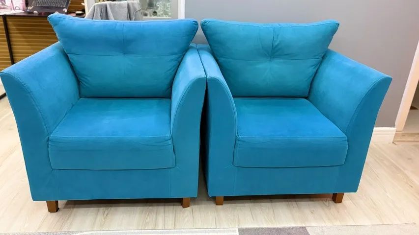2 Poltronas Suede - Azul Tiffany