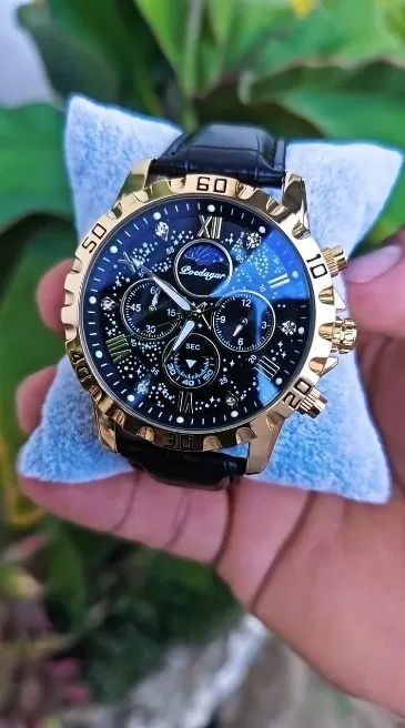 Relógio masculino POEDAGAR Couro de luxo - Azul  