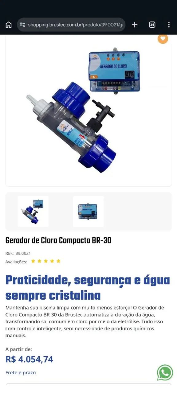 Gerador de cloro para piscinas Br - 30 - Foto 2