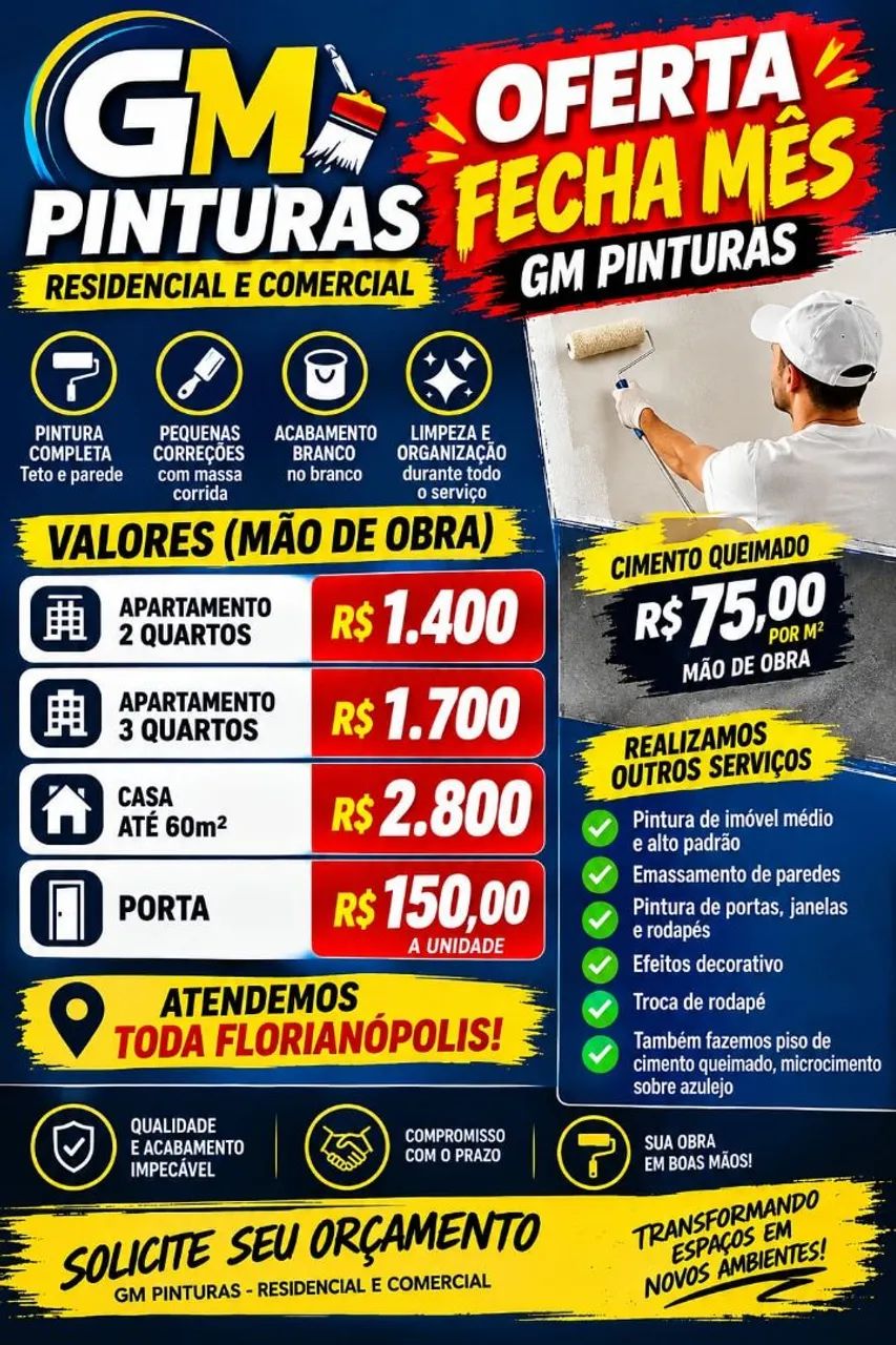 Serviços de pinturas e acabamentos