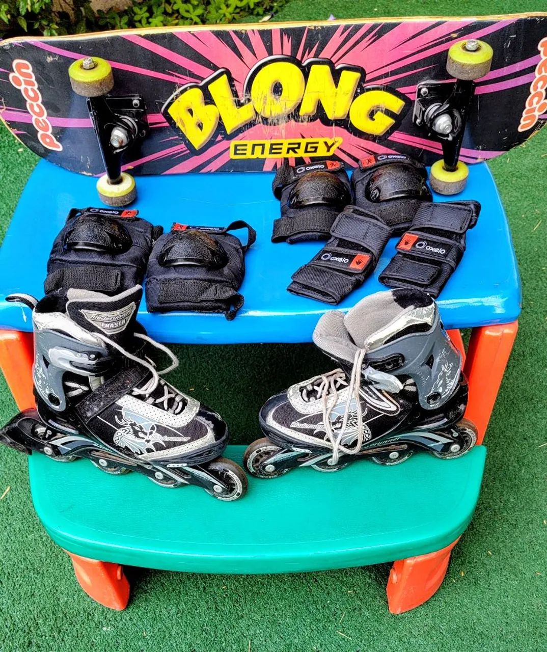 Patins InLine + kit de Proteção 
