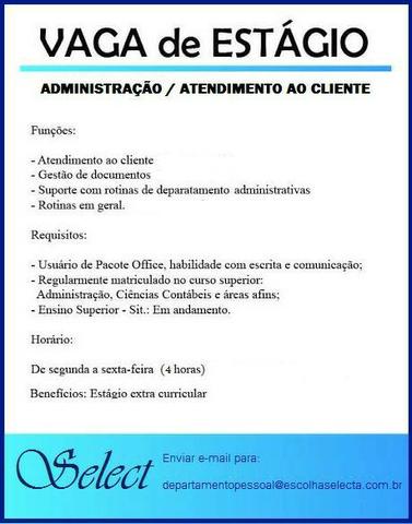 Estagiario administrativo / atendimento ao cliente