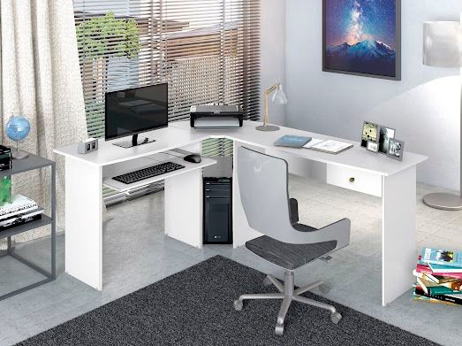 Escritório sala mesa office escrivaninha em L  - Foto 2