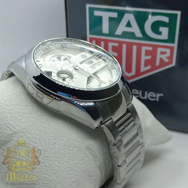 Rel gio Masculino Tag Heuer CR7 Prata 100 Funcional Aprova D gua