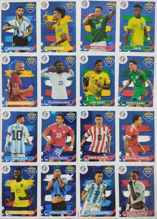 Conjunto 16 Figurinhas Extra Copa América 2024 - AZUL