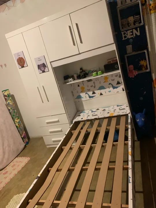 Cama Infantil Branca com Guarda-Roupas - Foto 3