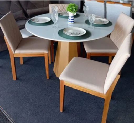 Mesa de jantar redonda 4 lugares perola