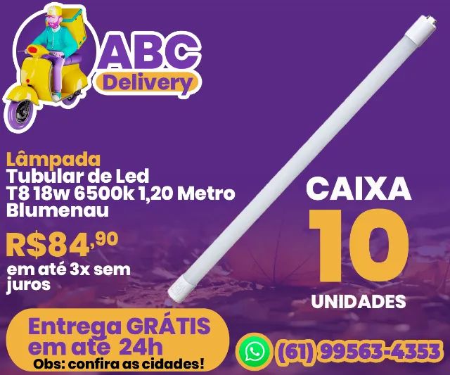 Kit 10 Lâmpada Tubular de Led T8 18w 6500k 1,20 Metro Blumenau