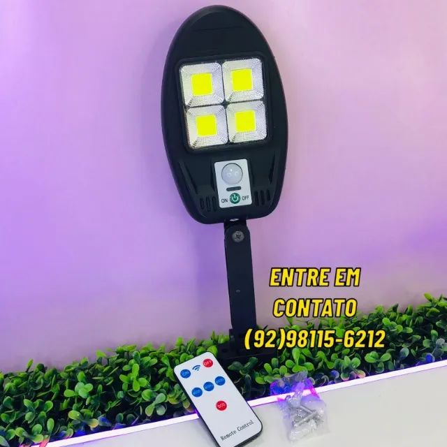 Luminária Solar Luz Led Sensor Presença Poste Parede Forte-Entregas 9h as 22h - Foto 4