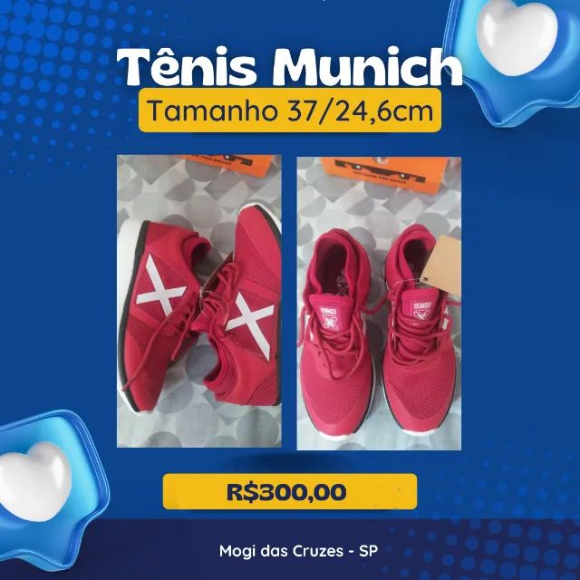 tenis munich vermelho e branco - Black Friday - Presente de Natal