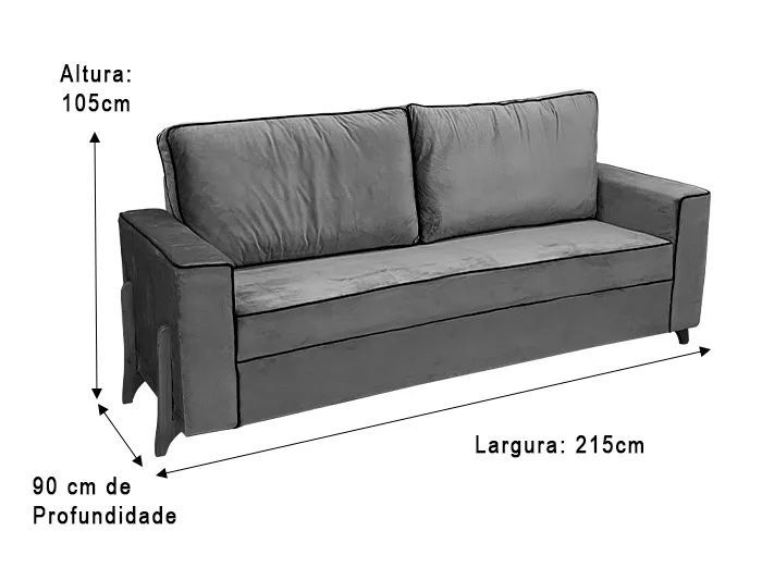 Sofá 3 Lugares Living 2,15 m Rose a54 - Foto 4