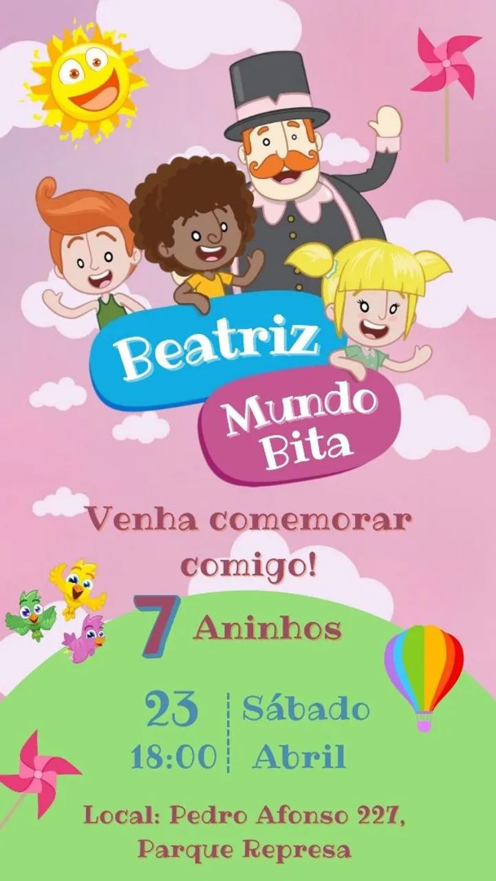 CONVITE  DIGITAL SIMPLES MUNDO BITA