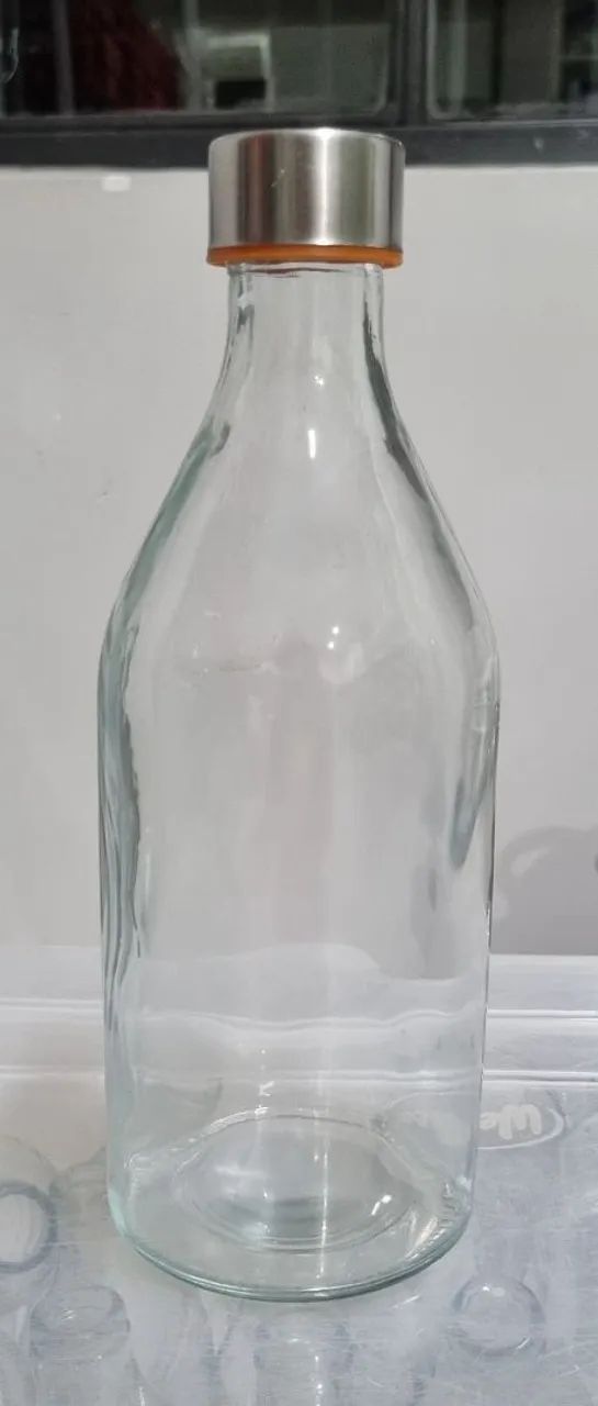 4 unid Garrafa de Vidro 1L com Tampa de Aço Inox - Foto 2