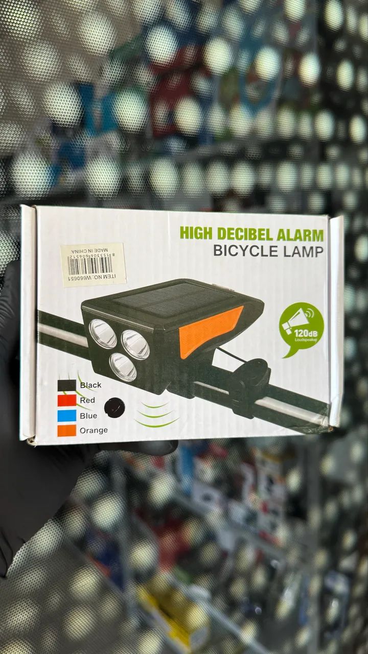 Lanterna para bicicleta com placa solar e alarme sonoro alerta  - Foto 5